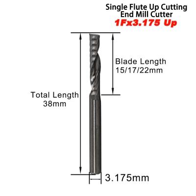 China Single Carbide 3.175mm Flute End Mill Cutter Carbide CNC Router Bit Milling Cutter for sale