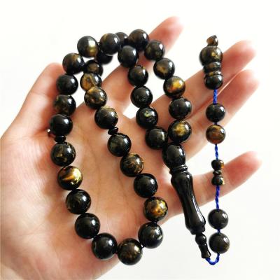 China Resin Amber Islam Jewelry Crystal Islamic Misbaha 12mm Amber Tasbih Beads Arabic Tasbih Prayer Beads for sale