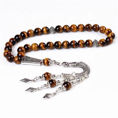 China Islamic Crystal Tassel Misbaha Prayer Beads Rosary Wholesale Muslim Prayer Beads 33pcs Silver Tasbih Rosary for sale