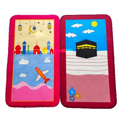 China Wholesale Cheap Islamic Educational Foldable Children's Prayer Mat Cartoon Children's Thick Blanket Washable Carpet For Home for sale