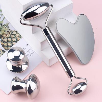 China Factory wholesale promotion comfortable double side face gua sha metal roller stainless steel face roller for skin care for sale