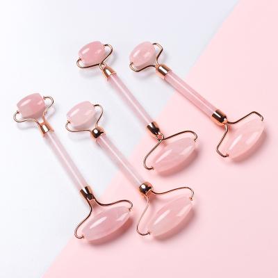 China Portable high quality custom made natural quartz jade roller rose quartz jade roller beauty facial massage rose jade roller for face for sale