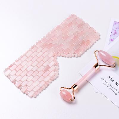 China Factory Wholesale Quality Class Comfortable A Popular Rose Quartz Eye Jade Eye Mask Natural Cooling Facial Massage With Box for sale