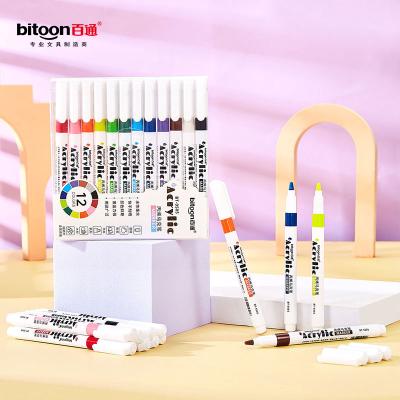 China Low Price Custom Made Soft Marking 12 Colors DIY Fine Tip Waterproof Marker Pen Set With High Quality Of Acrylic Paint for sale