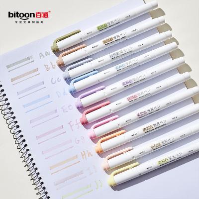 China New Pastel Color Soft Multiple Soft Marking Highlighter Double Headed Design Colored Pen For Line Drawings Fluorescent for sale