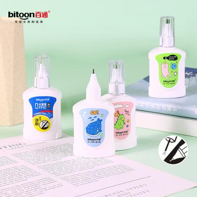 China Nontoxic. 2022 eco-friendly new designed dual function correction pen bitoon brand correction fluid brush head for school use for sale