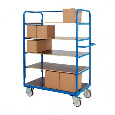 China Disassembled Industrial Knock Down Movable Height Adjust 5 Tier Shelves Storage Trolley Cart for sale