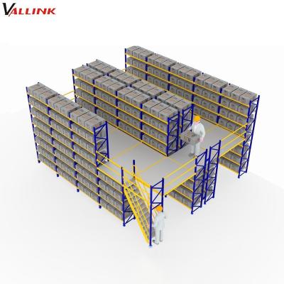 China Corrosion Protection Heavy Duty Warehouse Steel Storage Mezzanine Floor Racks With Staircase for sale