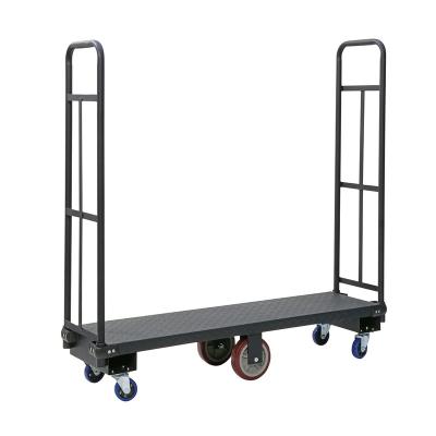 China Disassembled Warehouse Steel Diamond Platform Twin Handle Utility 2 Layer U Boat Trolley for sale