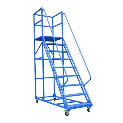 China Folding Ladders Safety Guardrail Pad 8 Step Warehouse Heavy Loading Ladder For Work for sale