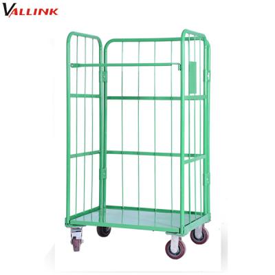 China Warehouse Material Handling Collapsible Steel Folding Roll Cage Cart for sale