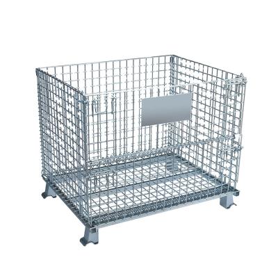 China Collapsible Industry Mesh Box Pallet Collapsible Stackable Heavy Duty Galvanized Steel for sale