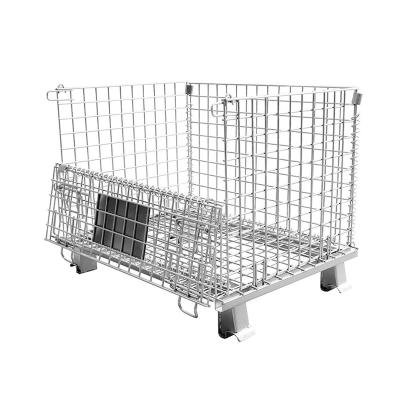 China Collapsible Galvanized Wire Mesh Collapsible Warehouse Storage Container for sale