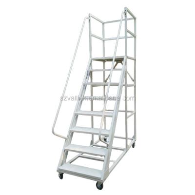 China Folding Ladders Factory Direct Multi Functional Steel Mobile Step Platform Ladder With Wheels for sale