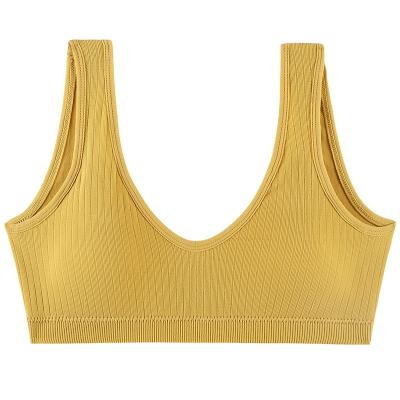 China Traceless One-Piece Seamless Wire Free Bra Sleep V-Neck Bra Backless for sale