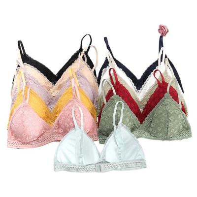 China One Piece Lace Wire Free Lingerie Triangle Cups Nylon Bra With Removable Padded Underwear For Women for sale