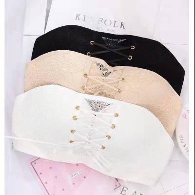 China Simple and natural steel ring pump strapless bra gathered sexy half cup strap wireless bra for sale