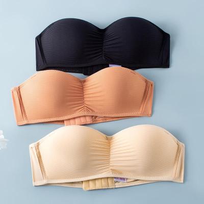 China 2022 new French sexy seamless strapless tube top bra QUICK DRY gathered wire free bra strap women bra for sale