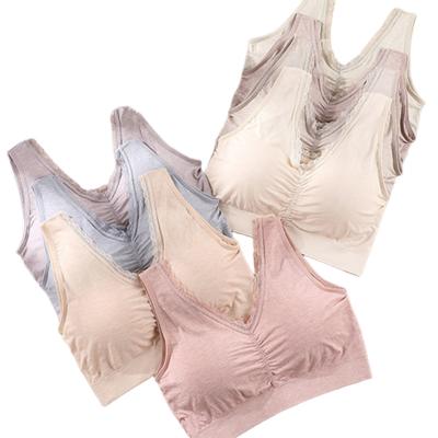 China Plus size pump suitable for 65-100kg weight women's seamless wireless bra chest wraps big millimeter French lace latex bra for sale