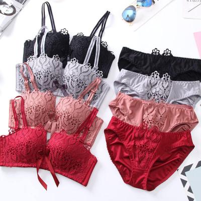 China 2022 New Design Breathable Sexy Women Lace Up Fancy Yarn Free Breathable Bra Set Women for sale