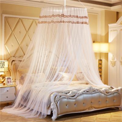 China Wholesale Princess Beige Square Decoration Queen Bed Dome Folded Top Hanging Mosquito Net for sale