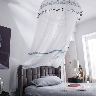 China Folded Custom White Color Polyester Square Canopy Decoration Bedroom King Bed Mosquito Net for sale