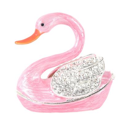 China Hot Sale Pink Swan Home Jewelry Box Decoration Animal Jewelry Box Jointed Collectible Figurines For Home Decor for sale