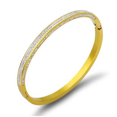 China Fashion CLASSIC Double Row Bracelet Diamond Zircon Star Gold Stainess Steel Bracelet for sale