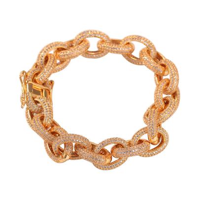 China Hiphop Fashion Hip Hop Dubai 18K Gold Plated Jewelry Bracelet 12mm 8