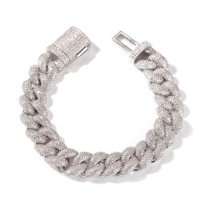 China Wholesale 1pcs Hiphop 8inch Fashion Hip Hop Dubai Guba Jewelry Silver Plated Bracelet 14mm 7inch for sale