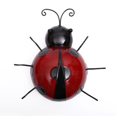 China Europe Iron Ladybug Metal Wall Hanging Art Decorations Ornament for Garden for sale