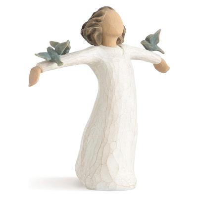 China Artificial Resin Figurine, Happiness Figurine, Happy Girl with Bird Sculpture, Birthday/Wedding /Party Gift for sale