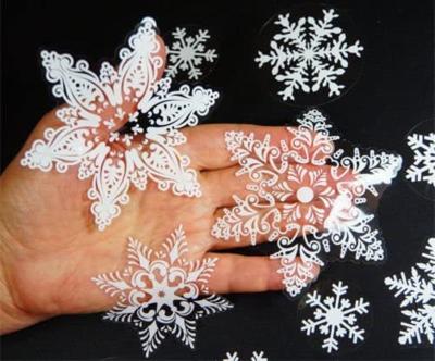 China Reusable Window Sticker White Christmas Snowflakes Window Stickers Self Clings Decorations for sale