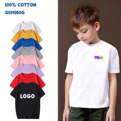 China Custom 100% Breathable Plain Cotton Dtg Printing Blank Kids Logo Kids T-shirts for Boys and Girls for sale