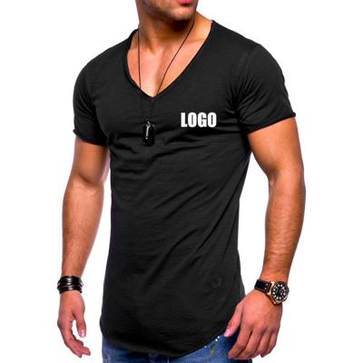 China Breathable Men Customize Simple V Neck Polyester Fashion T Shirt Best Selling Custom Made T Shirts for sale