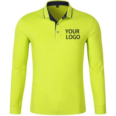 China Breathable Hot Sale Unisex Cotton Office Uniform Long Sleeve DTG Printing Polo Shirts Custom Logo for sale