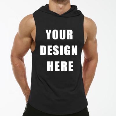 China Wholesale custom QUICK DRY custom men's sports single hoodie cut out workout loose muscle T-shirt gym vest singlets sleeveless tank top for sale