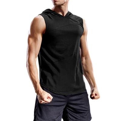 China QUICK DRY Mens Tank Tops With Hood Gym Hoodie Workout Muscle Shirt Sleeveless Gym Hoodies for sale