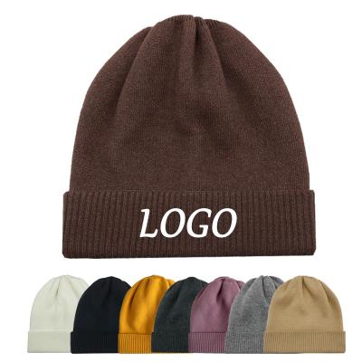 China JOINT Custom Mens Wool Beanies Knitted Embroidery Embroidered Logo Customize Beanie Hats for sale