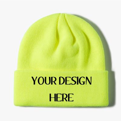 China Custom Embroidery Unisex Logo Solid Color Warm Winter Beanie Knit Hat Fashionable Women Winter COMMON Hats for sale