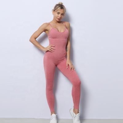 China Anti-Static Seamless One-Piece Seamless Women Yoga Jumpsuit Solid Color Yoga Clothing Active Wear Yoga Wear for sale