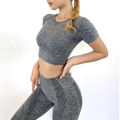 China Seamless Two Piece Set Anti-Static Yoga Shirt And Butt Lifting Pants Yoga Set Fitness Women's Activewear for sale