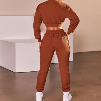 China Antibacterial Fashion Women Casual Jogger Suits Tracksuit Jogger Crop Set Comfortable Main Two Piece Pants Set for sale