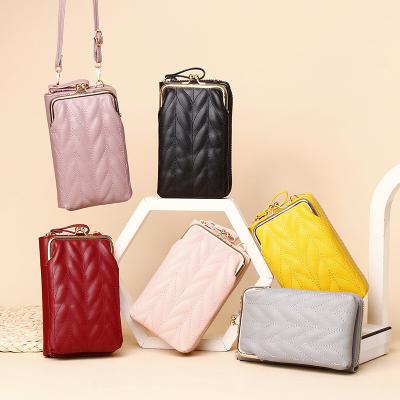 China 2021 Premium Cute New Arrival Mini OEM Custom Cross - Body Sling Women Leather Cell Phone Bags for sale