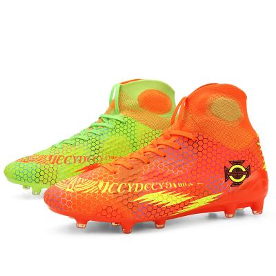 China Custom Logo EVA Premium Anti Slip Soccer Cleats Fashion Sports Training Breathable Spike Boots Soccer Shoes for sale