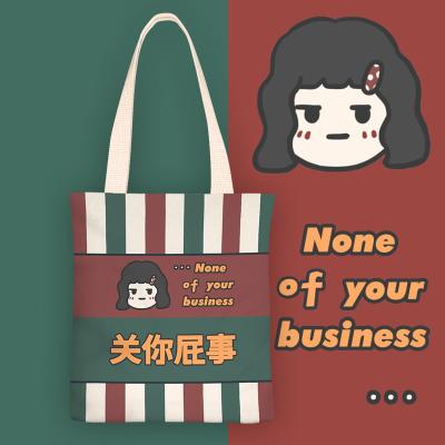 China Factory Direct Sale Reusable Girls Cotton Canvas Shoulder Handled Custom Printing Shopping Bag Reusable Shopping Bag for sale