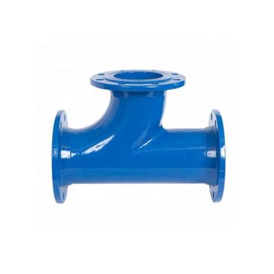 China Water Supply Project ISO2531 PN16 DN100 Malleable Cast Iron Pipe Fittings Flange All Radial Tee With Epoxy Coating for sale