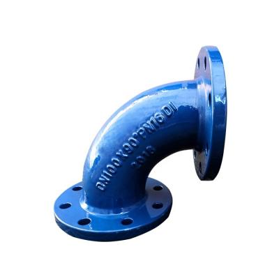 China Connect Pipes To Give Water En 545 Cast Iron Di Pipe Fitting Fbe Coated Ductile Double Bend 90 Degree for sale