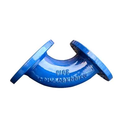 China Connect Pipes To Convey ISO2531 Water Di Ductile Iron Pipe Fittings Double Flanged 90 Degree Bend / DN600 Elbow for sale