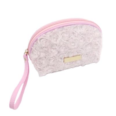 China Luxury 3d Rose Trendy Cosmetic Bag Pink Fashion BSCI ISO Sedex FAMA Beauty Makeup Bag Soft Style With Handle for sale